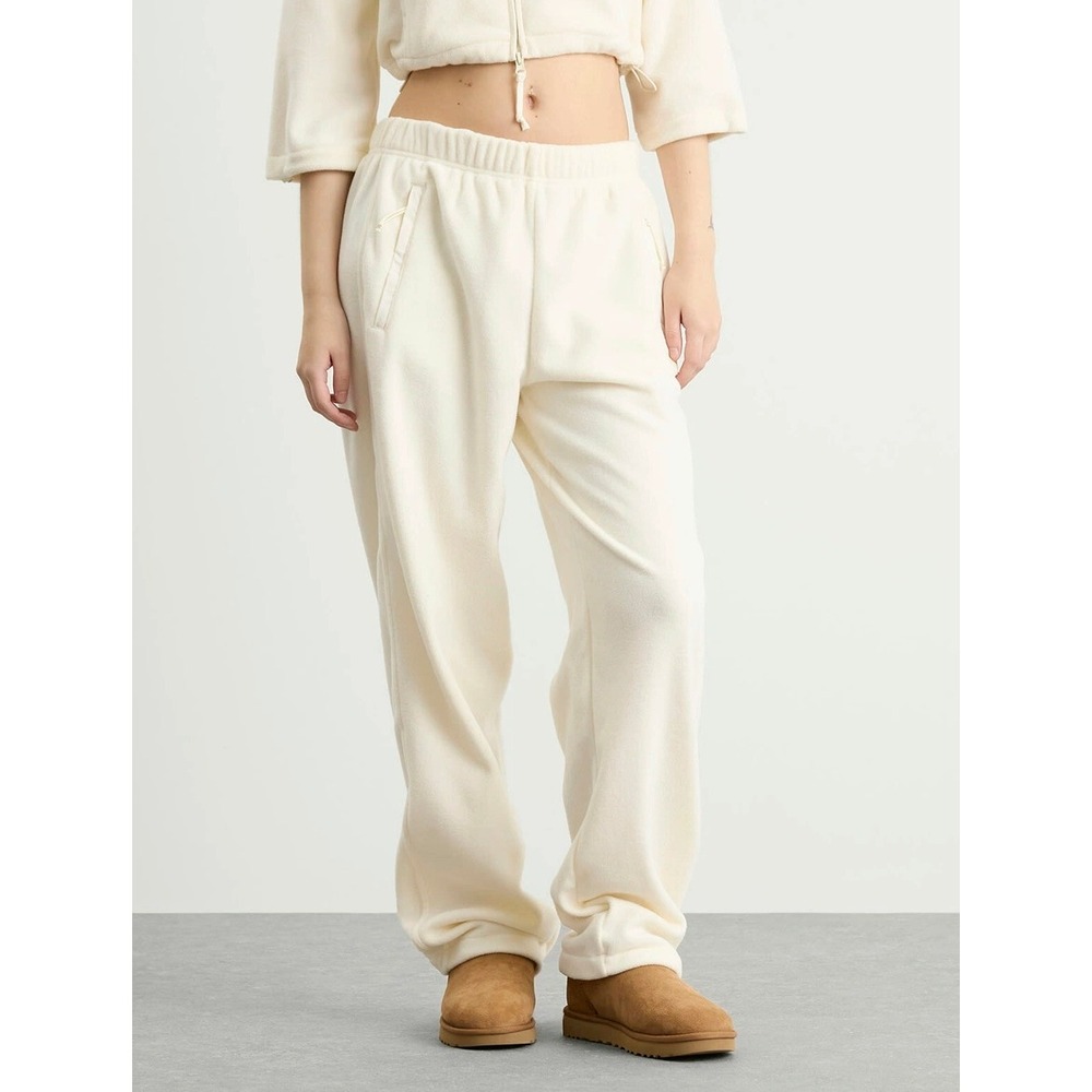 SKIMS Women Fleece Lounge Cargo Pants Ecru Off White Straight Leg Sweatpants - Picture 2 of 5